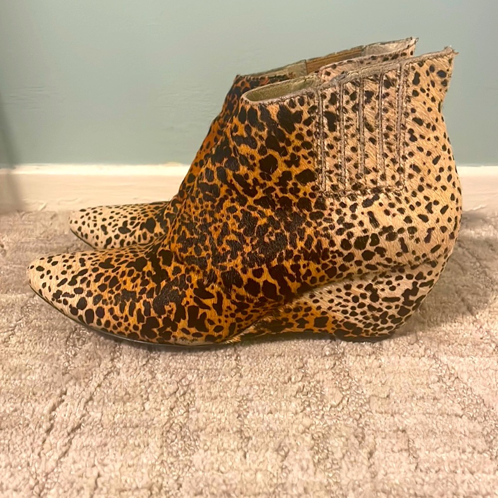 Matisse nugent animal print wedge bootie.